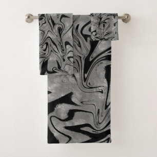 Gris argenté et marbre noir élégant en verre