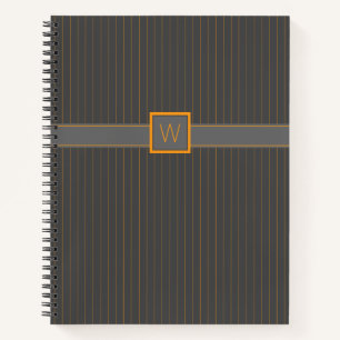 Gris avec des rayures orange Carnet spiral