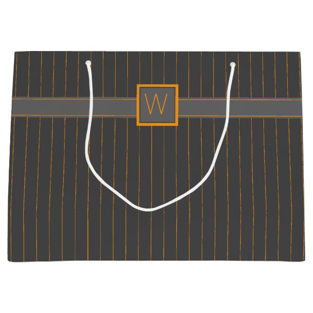 Gris avec sac cadeau Orange Pinstripes (Devant)