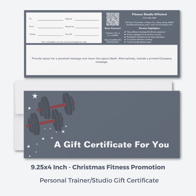 Gris Blanc Entreprise Bien-être Certificat Cadeau (9.25x4 Inch, Grey White Corporate Wellness Gift Certificate)