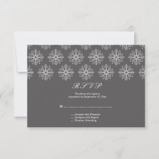Gris + blanc flocon de neige mariage d'hiver carte