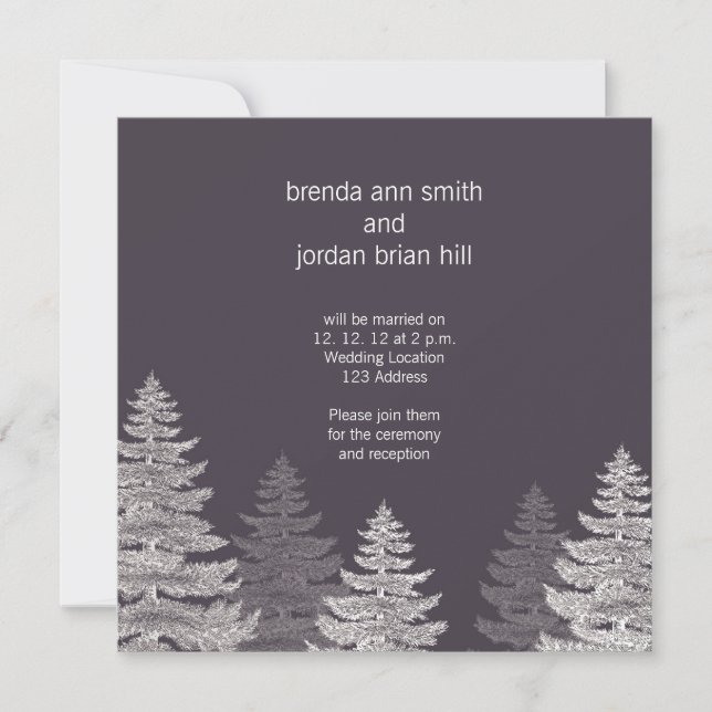 Gris Blanc Moderne Mariage d'hiver Cartes d'invita (Devant)