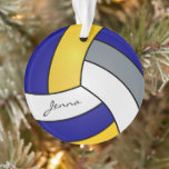 Gris, blanc, or et volley-ball bleu<br><div class="desc">Ornement de volley-ball gris, blanc, or et bleu avec do-it-yourself texte. REMARQUE : SEULEMENT CHANGER LES ZONES MODÈLES NÉCESSAIRES! 😀 Si nécessaire, vous pouvez supprimer le texte et commencer à ajouter le texte et la police que vous voulez. 📌 Si vous avez besoin d'une personnalisation plus poussée, cliquez sur le...</div>