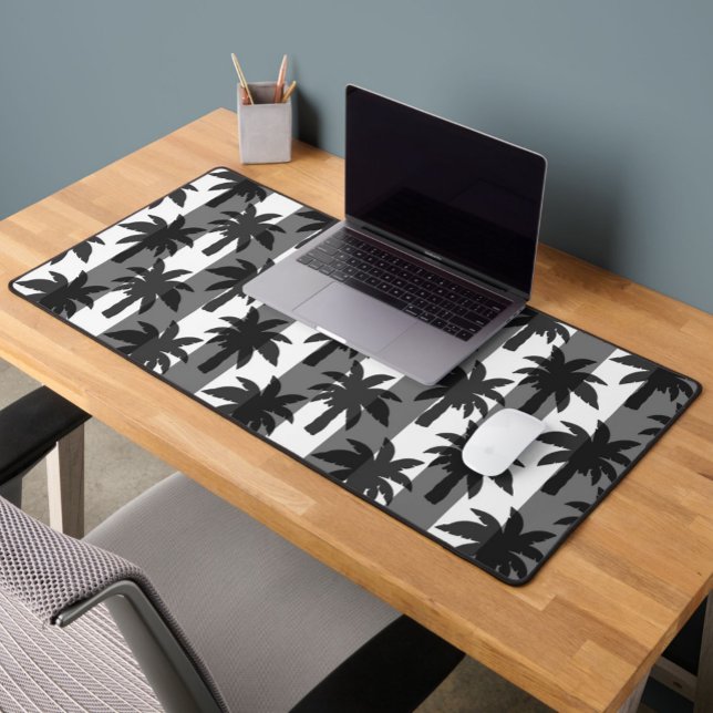 Gris Blanc Tropical Palmiers Stripes Design (Créateur téléchargé)