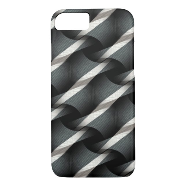 Gris + Blanc Weave Funky Motif iPhone 7 coque (Dos)