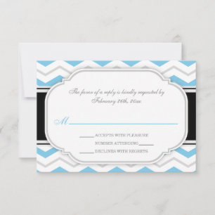 Gris & Bleu Chevron Accueil Mariage Cartes RSVP