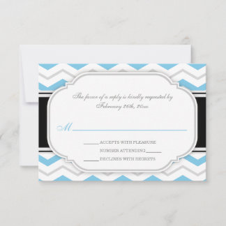 Gris & Bleu Chevron Accueil Mariage Cartes RSVP