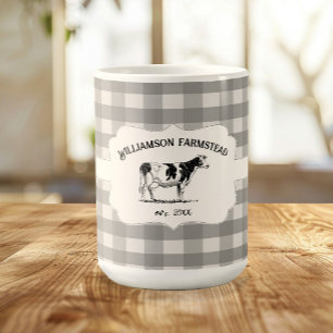 Gris Buffalo Plaid Farm Cow Coffee Mug