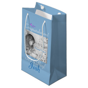 Gris & Carrousel Bleu Rêves Personnalisé Petit Sac