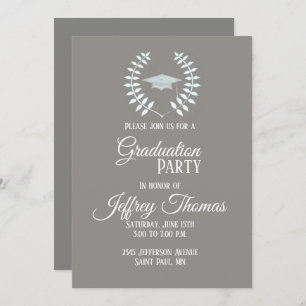 Gris Casquette et Feuille Grad Invitation 5" x 7"