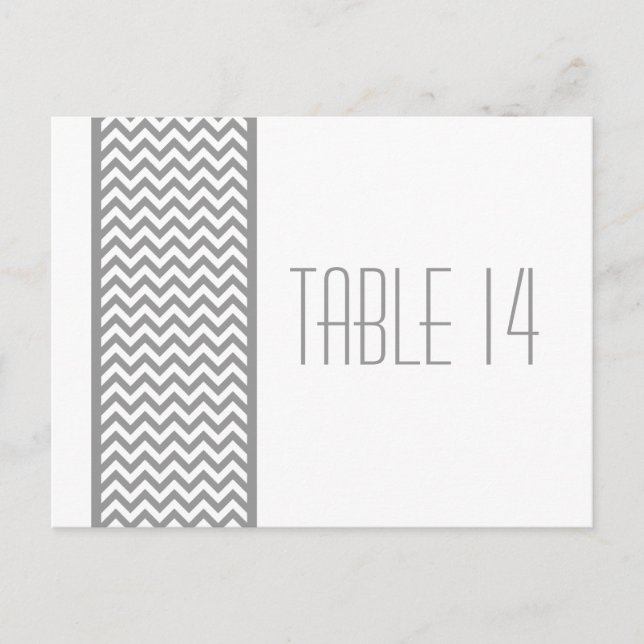 Gris Chevron Bordure Numéro de table Carte postale (Devant)