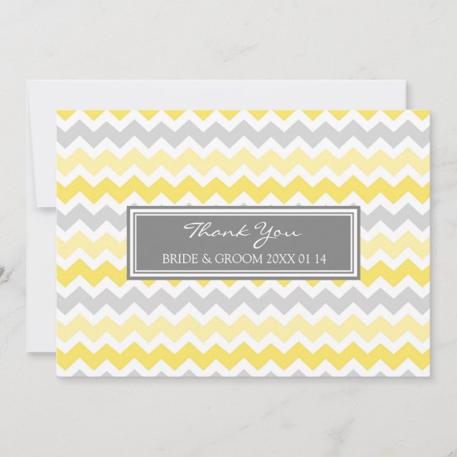 Gris Chevron de jaune de cartes de Merci de (Devant)