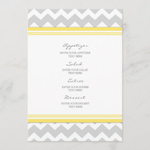 Gris Chevron de jaune de menu de mariage