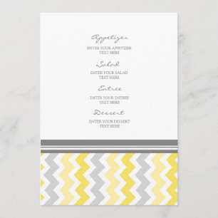 Gris Chevron de jaune de menu de mariage