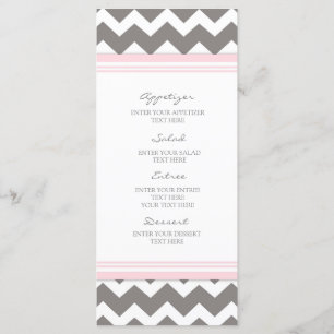 Gris Chevron de rose de menu de mariage