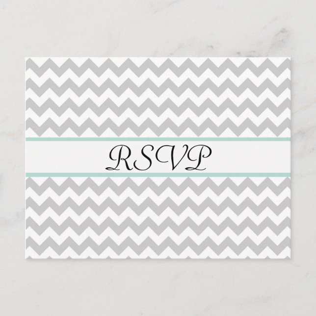 Gris Chevron personnalisé mariage RSVP carte posta (Devant)