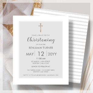 Gris Christening Budget Invitation
