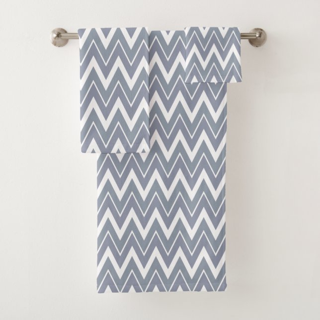 Gris Clair Moderne Blanc Chevron Rayé (En situation)