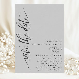 Gris Clair Simple Moderne Écriture Save The Date