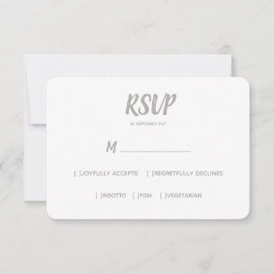 Gris couleur minimal Mariage RSVP Meal Choice