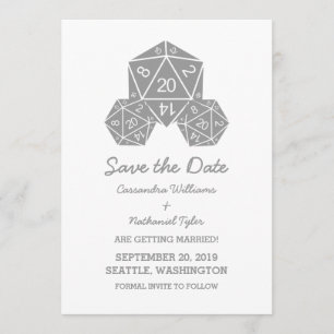 Gris D20 dés Enregistrer la date Invitation