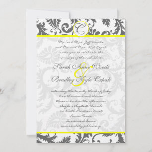 Gris Damas Fils Bight Jaune Faire-part de mariage