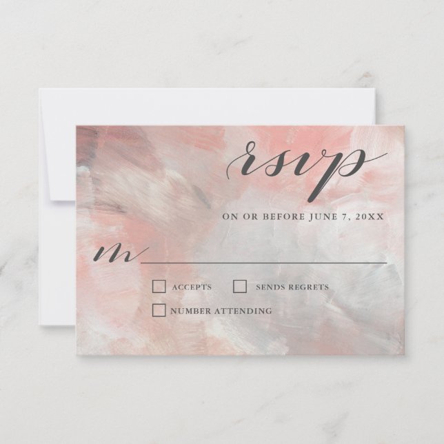 Gris de corail Abstrait Brochures Mariage RSVP (Devant)