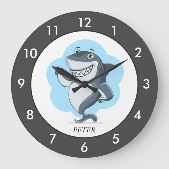 Gris de requin personnalisé Grande horloge (Recto)
