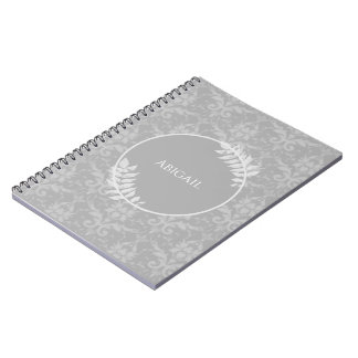 Gris Elegant Damask Carnet personnalisé