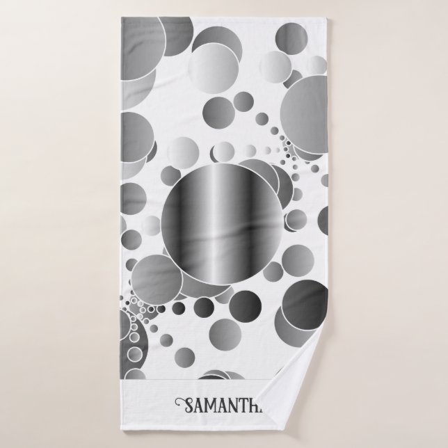 Gris esthétique Pois Abstraits Motif Blanc (Serviette de bain)