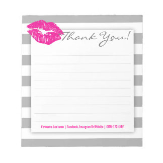 Gris et blanc avec lèvres roses Bloc-notes personn