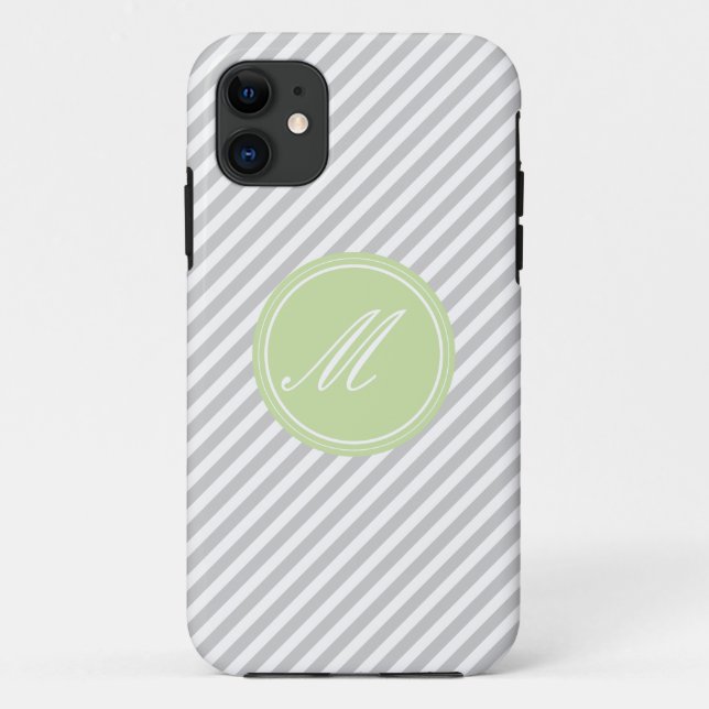 Gris et blanc bande Monogramme iPhone 5 Coque (Dos)