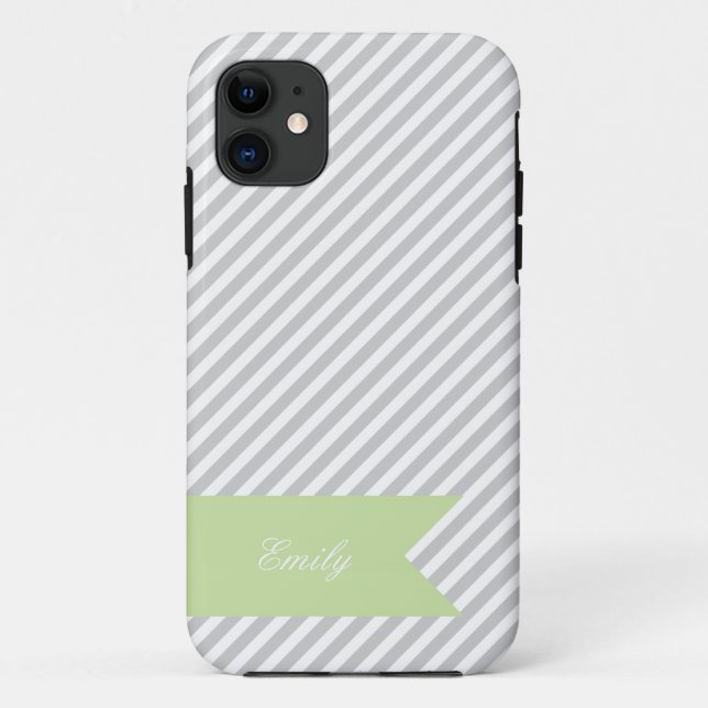 Gris et blanc bande Monogramme iPhone 5 Coque (Dos)