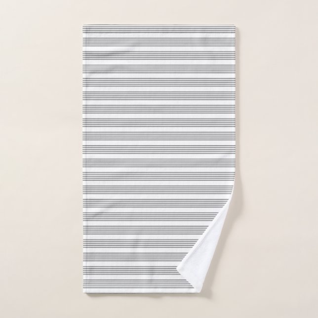 Gris et blanc cinq bandes motif (Serviette à main)
