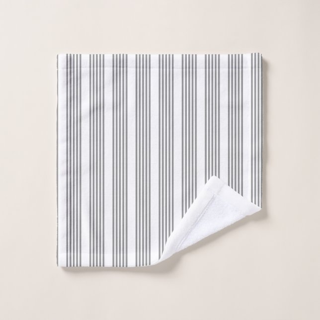 Gris et blanc cinq bandes motif (Gant de toilette)
