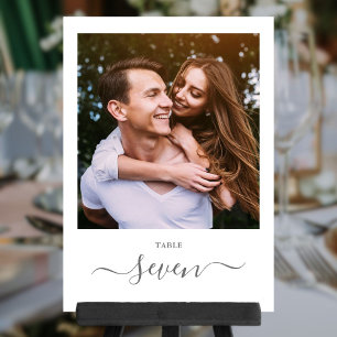 Gris Et Blanc Élégant Script Numéro De Table De Ph