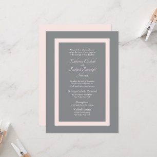 Gris et Faire-part de mariage rose
