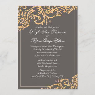 Gris et jaune Faire-part de mariage