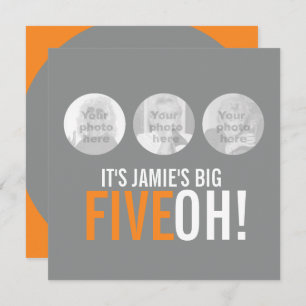 Gris et orange 50e FIVEOH! photo invitation d'anni
