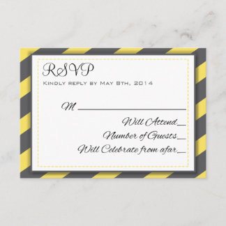 Gris et rayures jaunes Élégant RSVP