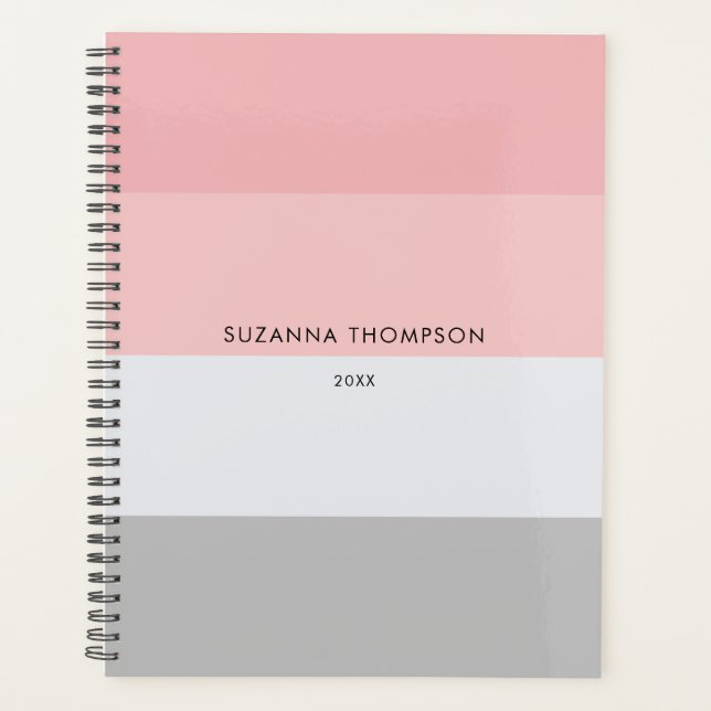 Gris et rose pastel horizontal moderne (Devant)