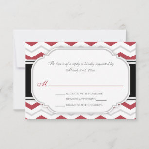 Gris et rouge Chevron Réception de mariage RSVP Ca