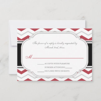 Gris et rouge Chevron Réception de mariage RSVP Ca