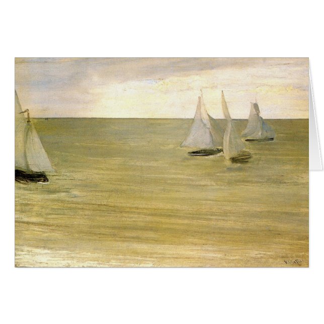 Gris et verdissez la mer argentée par Whistler (Devant Horizontal)