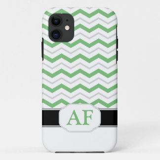 Gris et vert Chevron Monogram iPhone 5 Coque