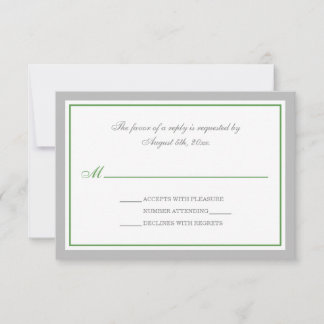 Gris et vert Réception de mariage Cartes RSVP