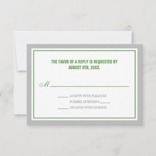 Gris et vert Réception de mariage Cartes RSVP