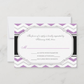 Gris et violet Chevron Réception de mariage RSVP C