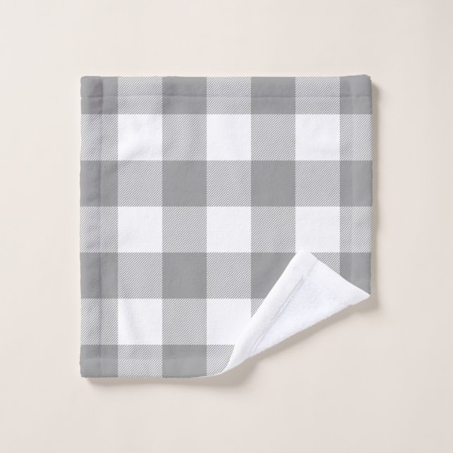 Gris Fermière Buffalo Vérifié Carreaux Rustique (Gant de toilette)