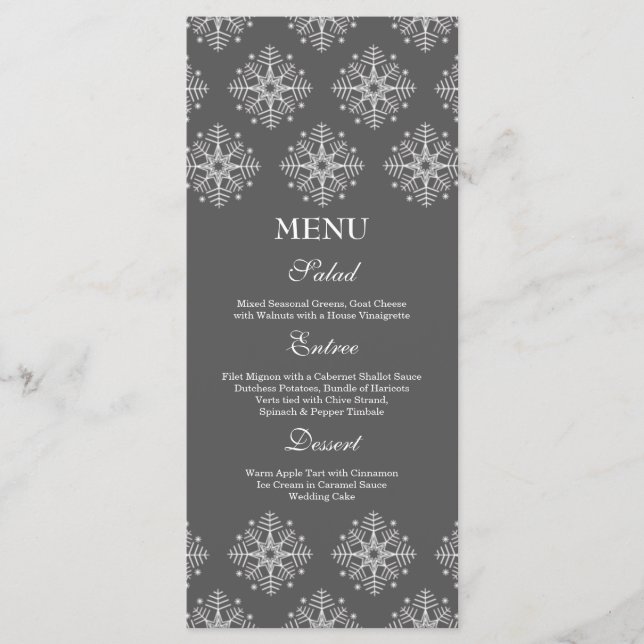 Gris + flacons blancs menu d'aliments pour mariage (Devant)